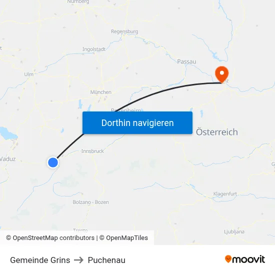 Gemeinde Grins to Puchenau map