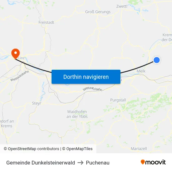 Gemeinde Dunkelsteinerwald to Puchenau map