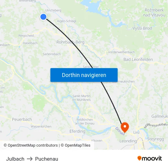 Julbach to Puchenau map