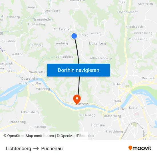 Lichtenberg to Puchenau map