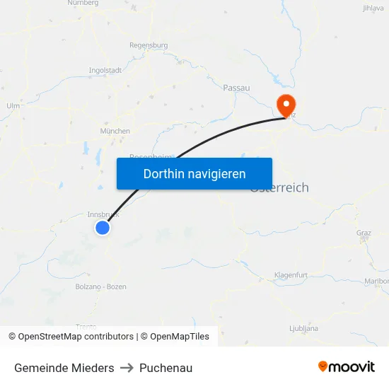 Gemeinde Mieders to Puchenau map