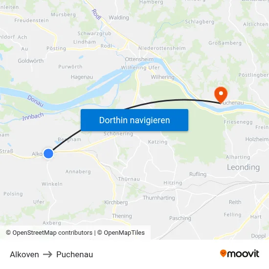 Alkoven to Puchenau map