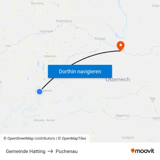 Gemeinde Hatting to Puchenau map
