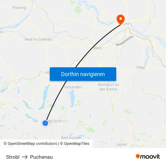 Strobl to Puchenau map