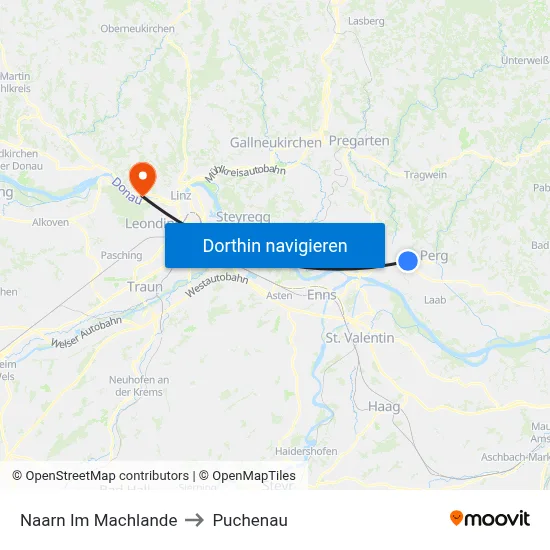 Naarn Im Machlande to Puchenau map