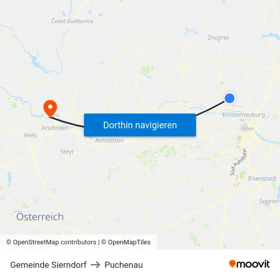 Gemeinde Sierndorf to Puchenau map