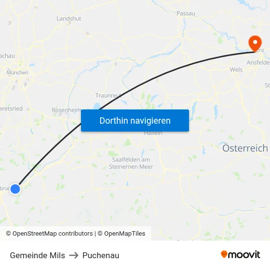 Gemeinde Mils to Puchenau map