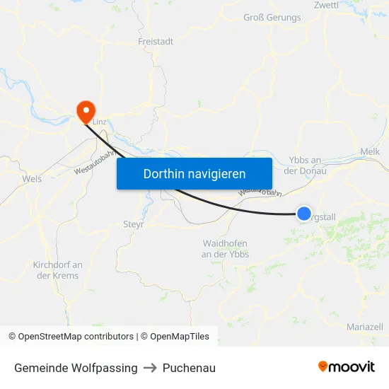 Gemeinde Wolfpassing to Puchenau map