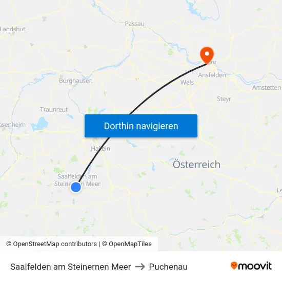 Saalfelden am Steinernen Meer to Puchenau map