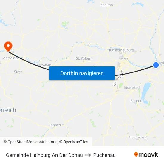 Gemeinde Hainburg An Der Donau to Puchenau map