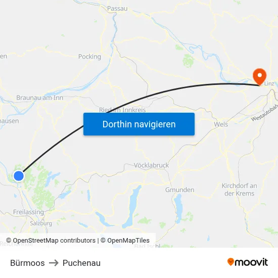 Bürmoos to Puchenau map