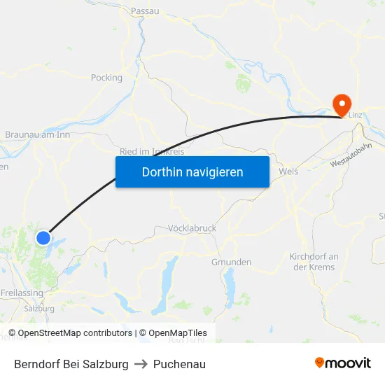 Berndorf Bei Salzburg to Puchenau map