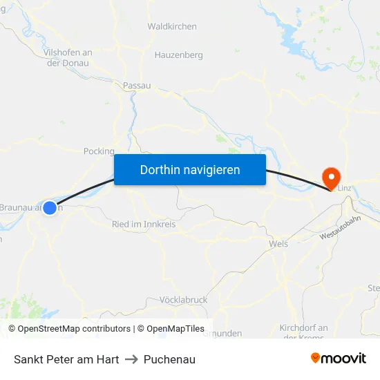 Sankt Peter am Hart to Puchenau map