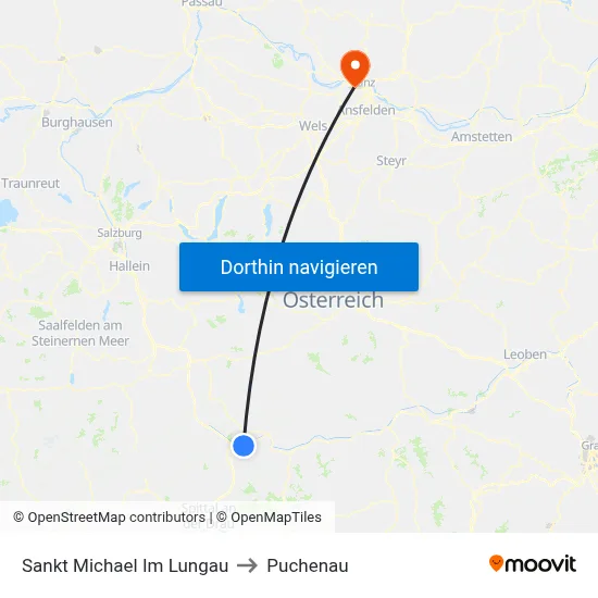 Sankt Michael Im Lungau to Puchenau map