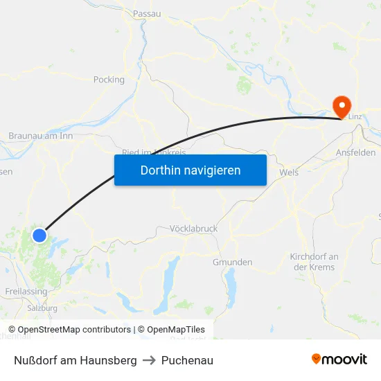 Nußdorf am Haunsberg to Puchenau map