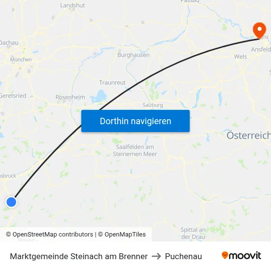 Marktgemeinde Steinach am Brenner to Puchenau map