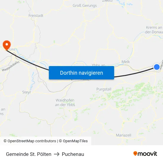Gemeinde St. Pölten to Puchenau map