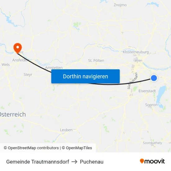 Gemeinde Trautmannsdorf to Puchenau map