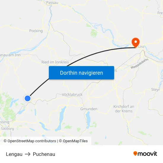 Lengau to Puchenau map