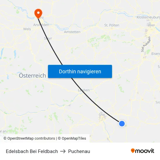 Edelsbach Bei Feldbach to Puchenau map