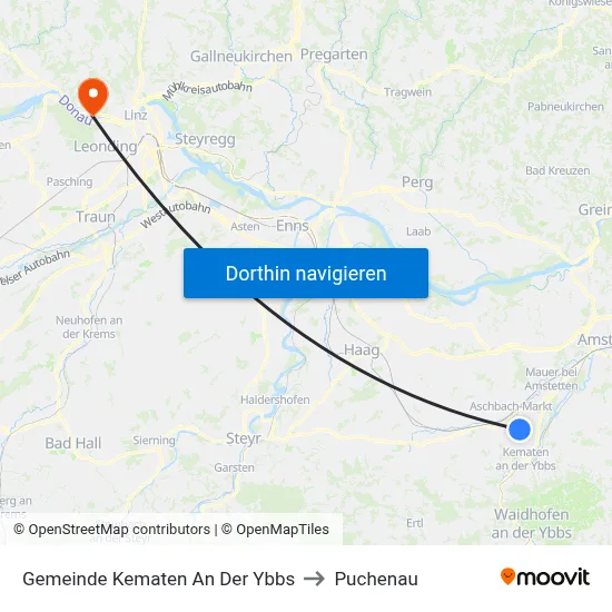 Gemeinde Kematen An Der Ybbs to Puchenau map