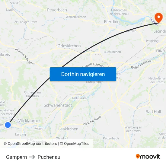 Gampern to Puchenau map