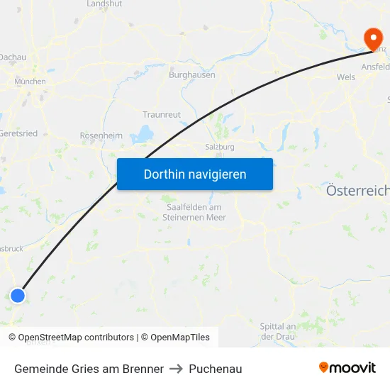 Gemeinde Gries am Brenner to Puchenau map