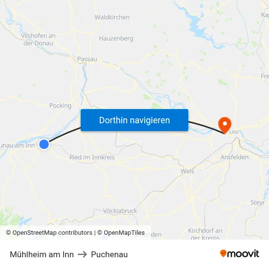 Mühlheim am Inn to Puchenau map