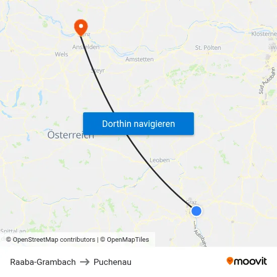 Raaba-Grambach to Puchenau map
