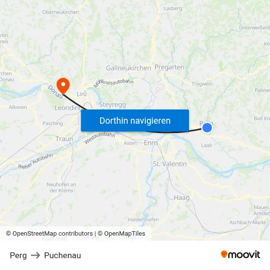 Perg to Puchenau map