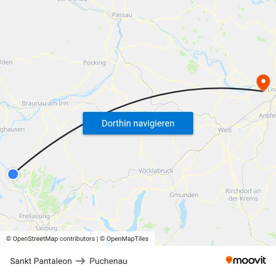 Sankt Pantaleon to Puchenau map