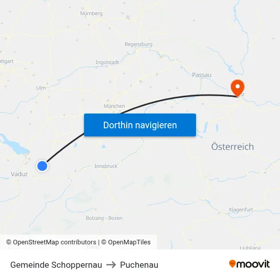 Gemeinde Schoppernau to Puchenau map