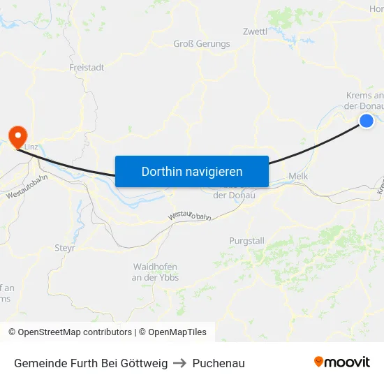 Gemeinde Furth Bei Göttweig to Puchenau map