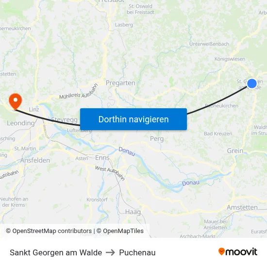 Sankt Georgen am Walde to Puchenau map