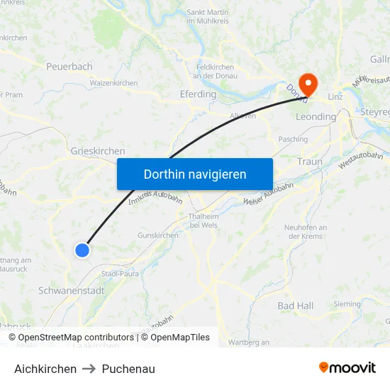 Aichkirchen to Puchenau map