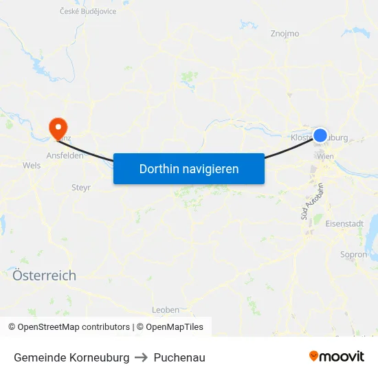 Gemeinde Korneuburg to Puchenau map