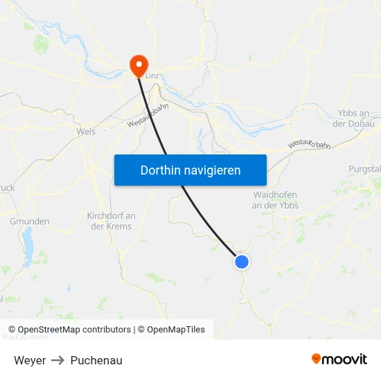 Weyer to Puchenau map