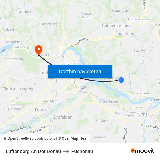Luftenberg An Der Donau to Puchenau map
