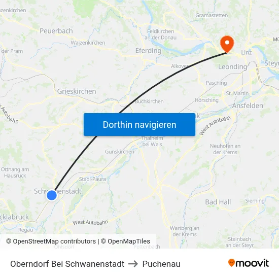 Oberndorf Bei Schwanenstadt to Puchenau map