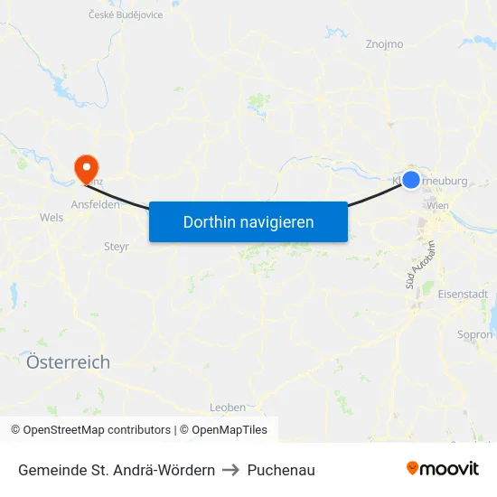 Gemeinde St. Andrä-Wördern to Puchenau map