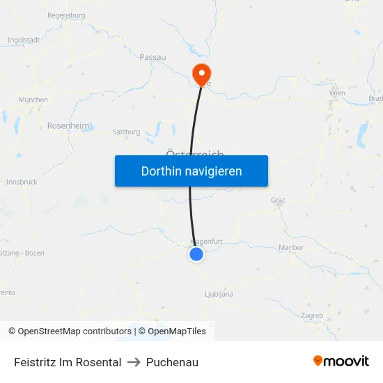 Feistritz Im Rosental to Puchenau map