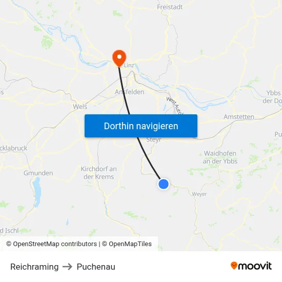 Reichraming to Puchenau map