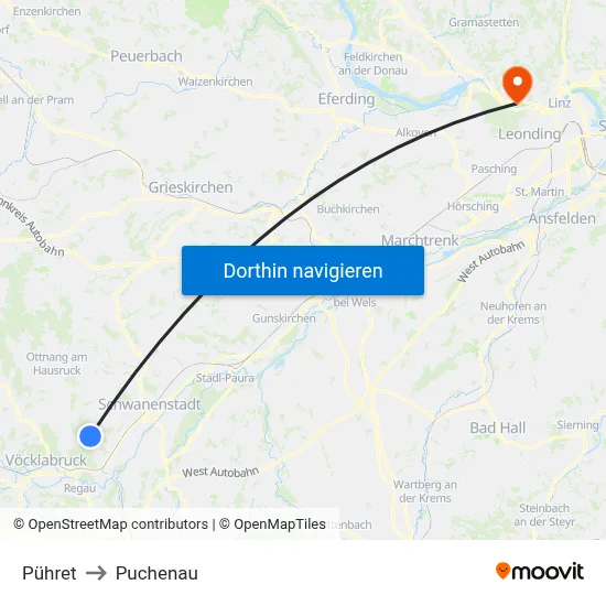 Pühret to Puchenau map