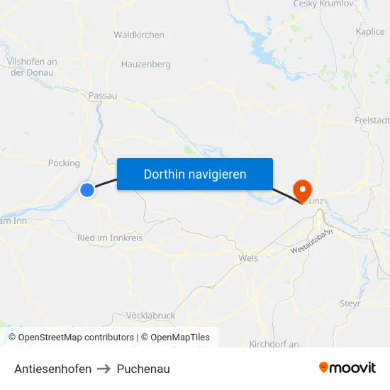 Antiesenhofen to Puchenau map