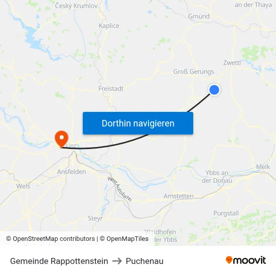 Gemeinde Rappottenstein to Puchenau map