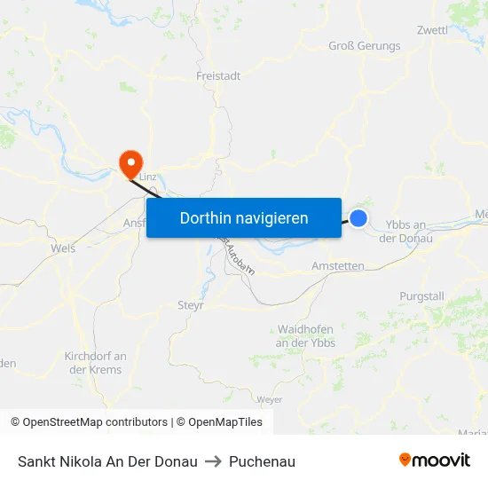 Sankt Nikola An Der Donau to Puchenau map