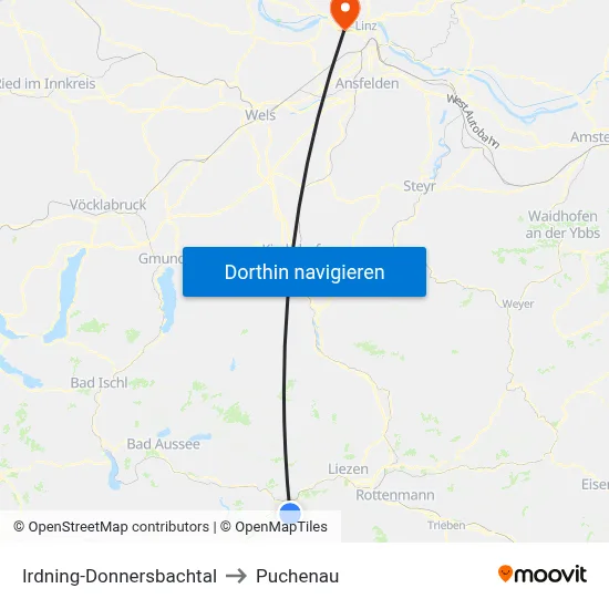 Irdning-Donnersbachtal to Puchenau map