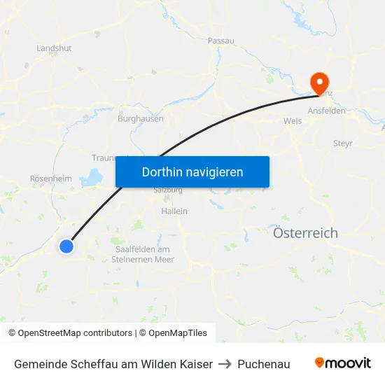 Gemeinde Scheffau am Wilden Kaiser to Puchenau map
