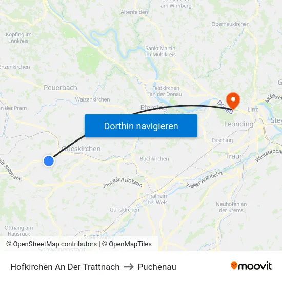 Hofkirchen An Der Trattnach to Puchenau map