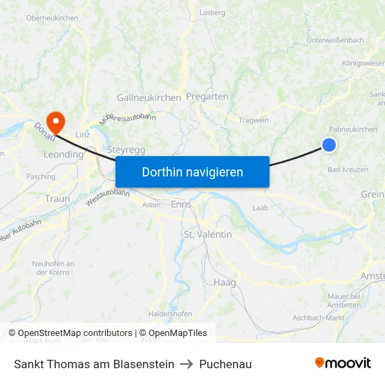 Sankt Thomas am Blasenstein to Puchenau map